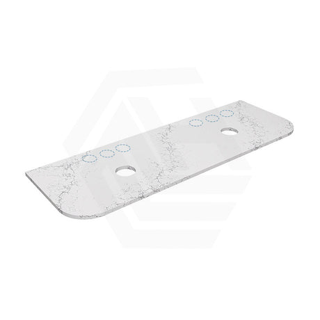 Lukka 20mm Thick Calacatta White Curved Edge Zero Silica Engineer Stone Top with Center Waste Hole,  12 /10/2 O'clock Semi Drilled Tap Hole Available 605-1805mm