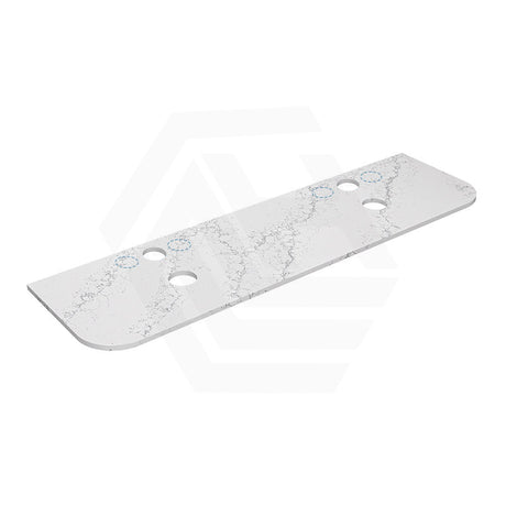 Lukka 20mm Thick Calacatta White Curved Edge Zero Silica Engineer Stone Top with Center Waste Hole,  12 /10/2 O'clock Semi Drilled Tap Hole Available 605-1805mm