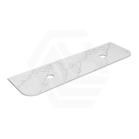 Lukka 20mm Thick Calacatta White Curved Edge Zero Silica Engineer Stone Top with Center Waste Hole,  12 /10/2 O'clock Semi Drilled Tap Hole Available 605-1805mm