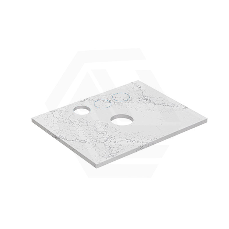 Lukka 20mm Thick Calacatta White Zero Silica Engineer Stone Top with Center Waste Hole,  12 /10/2 O'clock Semi Drilled Tap Hole Available 605-1505mm