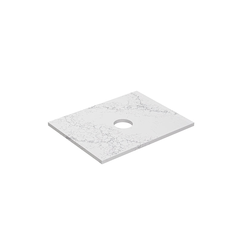 Lukka 20mm Thick Calacatta White Zero Silica Engineer Stone Top with Center Waste Hole,  12 /10/2 O'clock Semi Drilled Tap Hole Available 605-1505mm