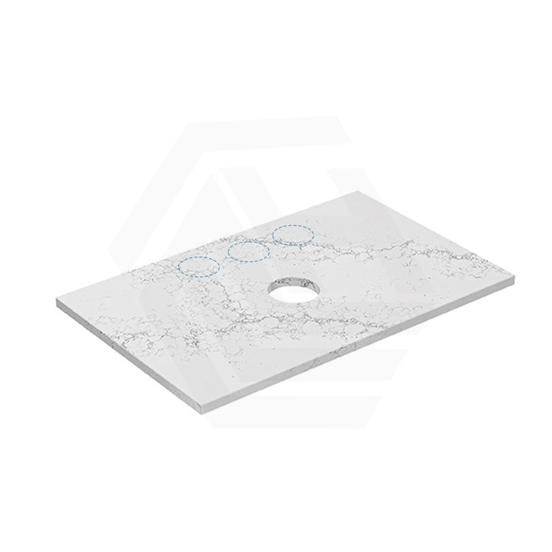 Lukka 20mm Thick Calacatta White Zero Silica Engineer Stone Top with Center Waste Hole,  12 /10/2 O'clock Semi Drilled Tap Hole Available 605-1505mm