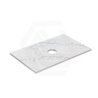 Lukka 20mm Thick Calacatta White Zero Silica Engineer Stone Top with Center Waste Hole,  12 /10/2 O'clock Semi Drilled Tap Hole Available 605-1505mm