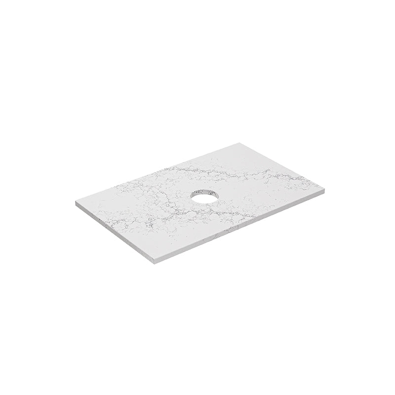 Lukka 20mm Thick Calacatta White Zero Silica Engineer Stone Top with Center Waste Hole,  12 /10/2 O'clock Semi Drilled Tap Hole Available 605-1505mm