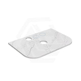 Lukka 20mm Thick Calacatta White Curved Edge Zero Silica Engineer Stone Top with Center Waste Hole,  12 /10/2 O'clock Semi Drilled Tap Hole Available 605-1805mm