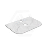 Lukka 20mm Thick Calacatta White Curved Edge Zero Silica Engineer Stone Top with Center Waste Hole,  12 /10/2 O'clock Semi Drilled Tap Hole Available 605-1805mm