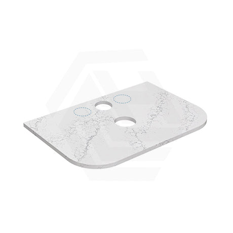 Lukka 20mm Thick Calacatta White Curved Edge Zero Silica Engineer Stone Top with Center Waste Hole,  12 /10/2 O'clock Semi Drilled Tap Hole Available 605-1805mm