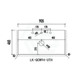 20mm Thick Lukka Calacatta White Zero Silica Engineered Stone Vanity Top with Center Waste Hole, 605-1505mm, Semi-Drilled Tap Hole at 12/10/2 O'clock Positions