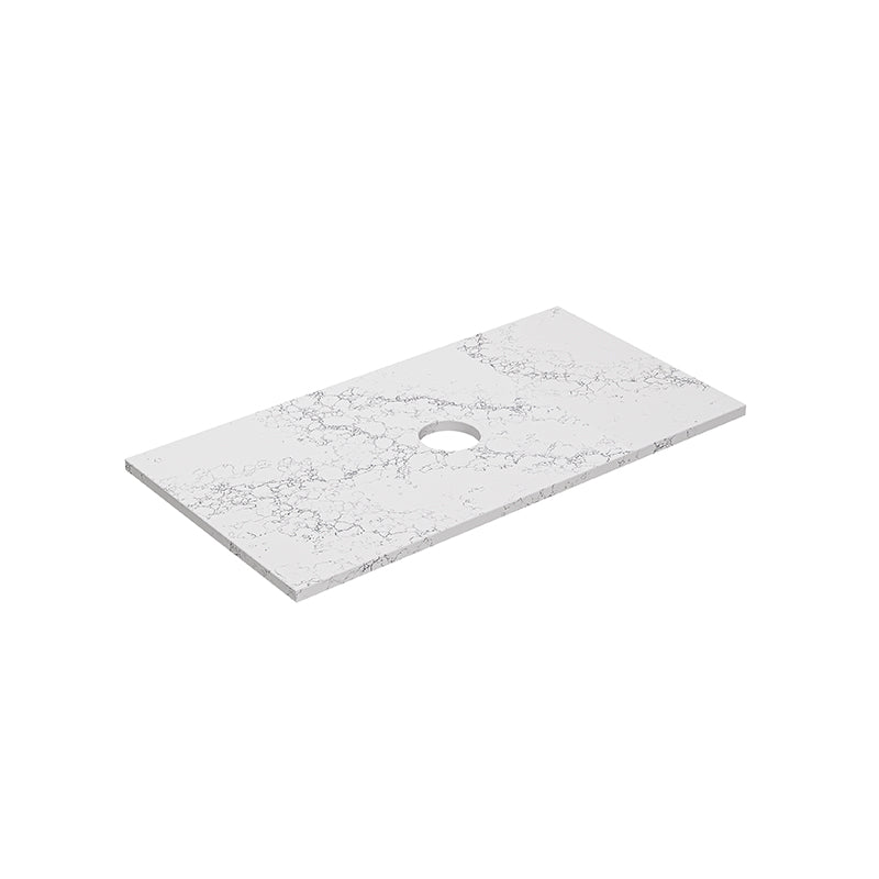 Lukka 20mm Thick Calacatta White Zero Silica Engineer Stone Top with Center Waste Hole,  12 /10/2 O'clock Semi Drilled Tap Hole Available 605-1505mm