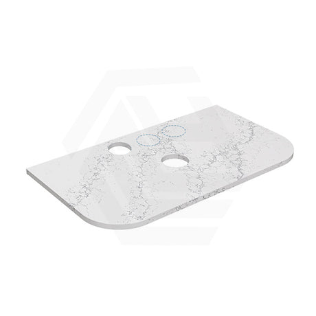 Lukka 20mm Thick Calacatta White Curved Edge Zero Silica Engineer Stone Top with Center Waste Hole,  12 /10/2 O'clock Semi Drilled Tap Hole Available 605-1805mm