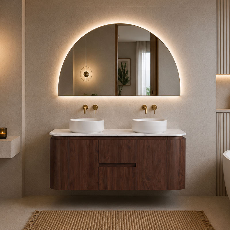 Lukka Ravello 1200mm Wall Hung Vanity Plywood Single/Double Bowls Cabinet Curve Edge Variant Colour Available