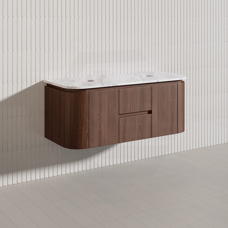 Lukka Ravello Modern 1200mm Wall Hung Vanity Plywood Single/Double Bowls Cabinet Curved Edge Variant Colour Available