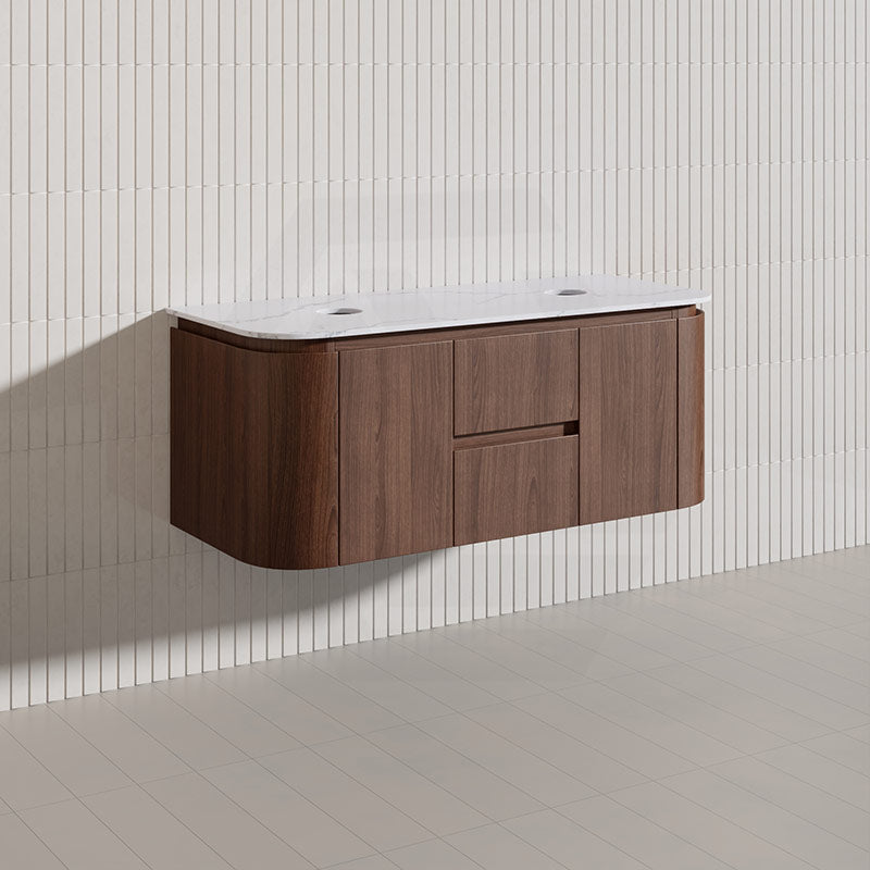Lukka Ravello Modern 1200mm Wall Hung Vanity Plywood Single/Double Bowls Cabinet Curved Edge Variant Colour Available