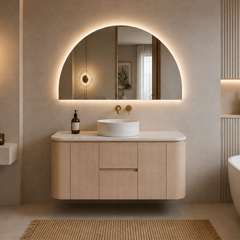Lukka Ravello 1200mm Wall Hung Vanity Plywood Single/Double Bowls Cabinet Curve Edge Variant Colour Available