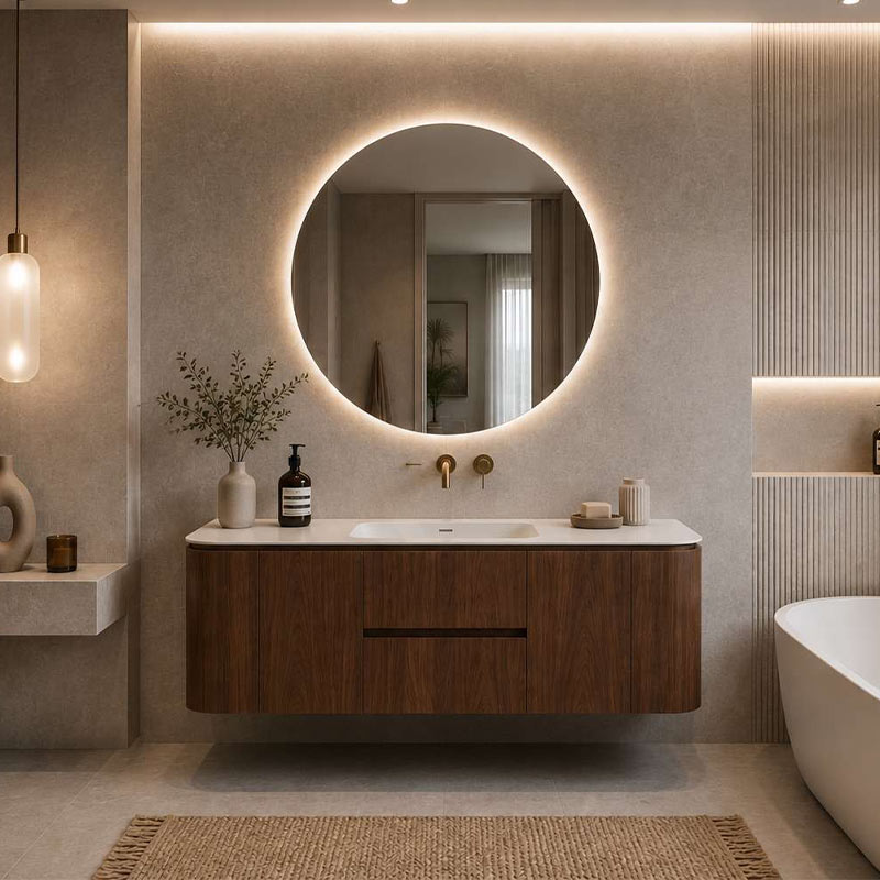 Lukka Ravello 1500mm Wall Hung Vanity Plywood Single/Double Bowls Cabinet Curve Edge Variant Colour Available