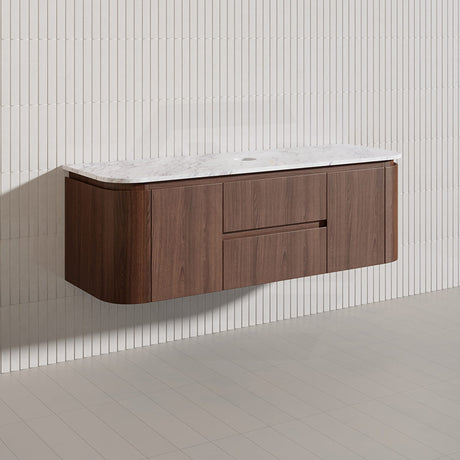 Lukka Ravello Modern 1500mm Wall Hung Vanity Plywood Single/Double Bowls Cabinet Curved Edge Variant Colour Available