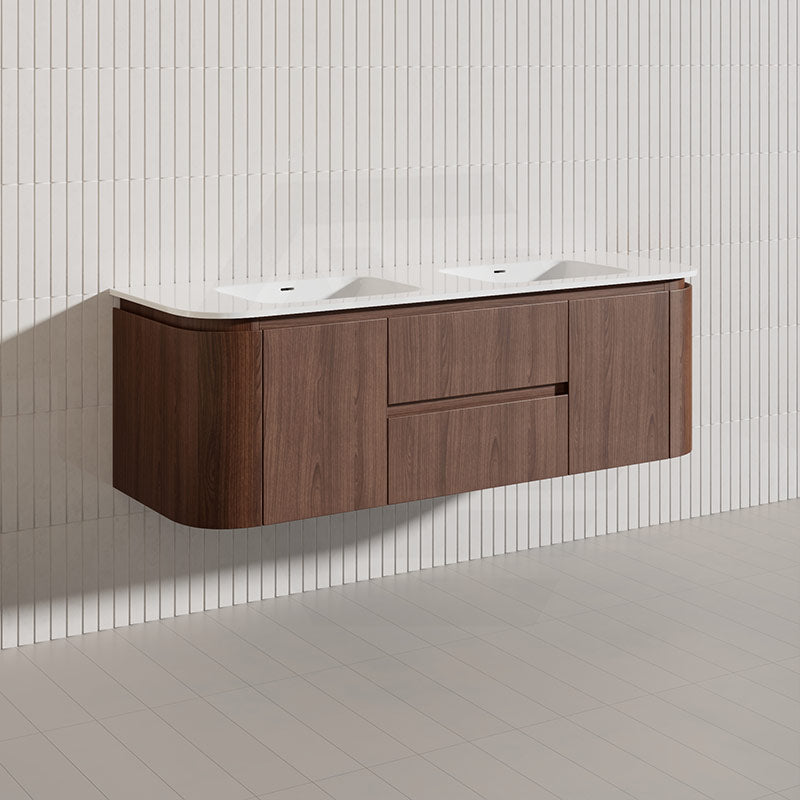 Lukka Ravello Modern 1500mm Wall Hung Vanity Plywood Single/Double Bowls Cabinet Curved Edge Variant Colour Available
