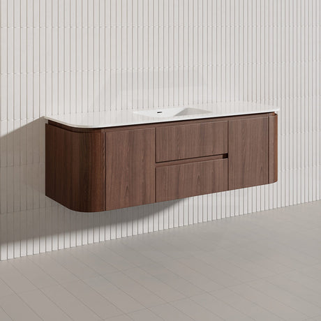 Lukka Ravello Modern 1500mm Wall Hung Vanity Plywood Single/Double Bowls Cabinet Curved Edge Variant Colour Available