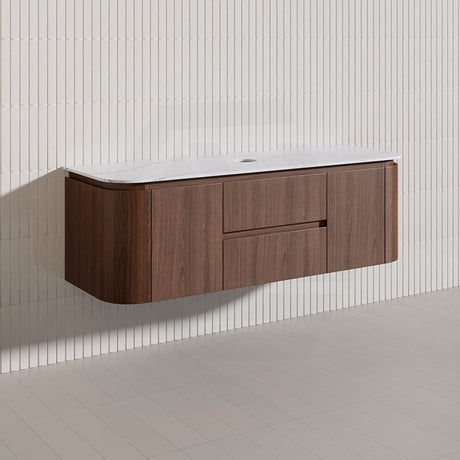 Lukka Ravello Modern 1500mm Wall Hung Vanity Plywood Single/Double Bowls Cabinet Curved Edge Variant Colour Available