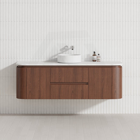 Lukka Ravello Modern 1500mm Wall Hung Vanity Plywood Single/Double Bowls Cabinet Curved Edge Variant Colour Available