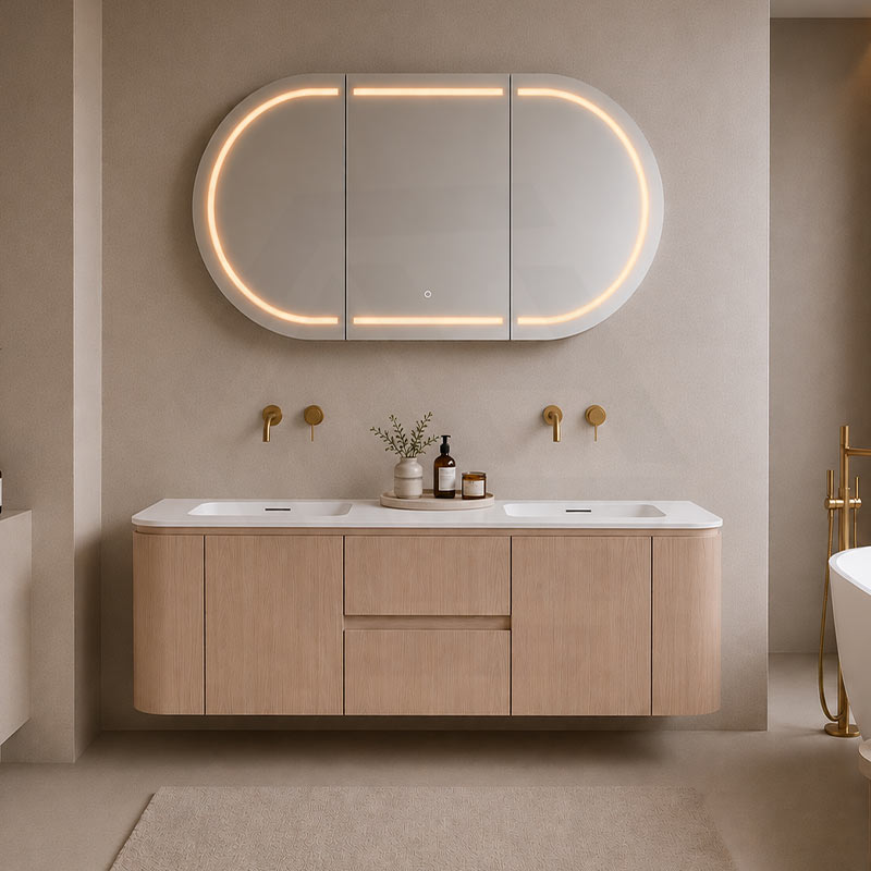 Lukka Ravello 1500mm Wall Hung Vanity Plywood Single/Double Bowls Cabinet Curve Edge Variant Colour Available