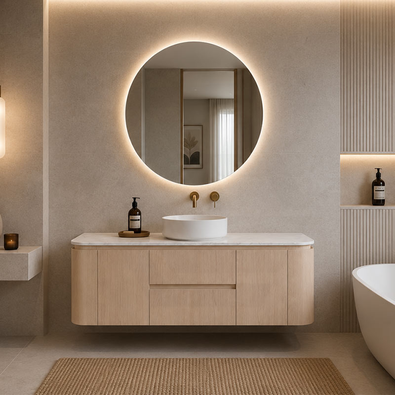 Lukka Ravello 1500mm Wall Hung Vanity Plywood Single/Double Bowls Cabinet Curve Edge Variant Colour Available