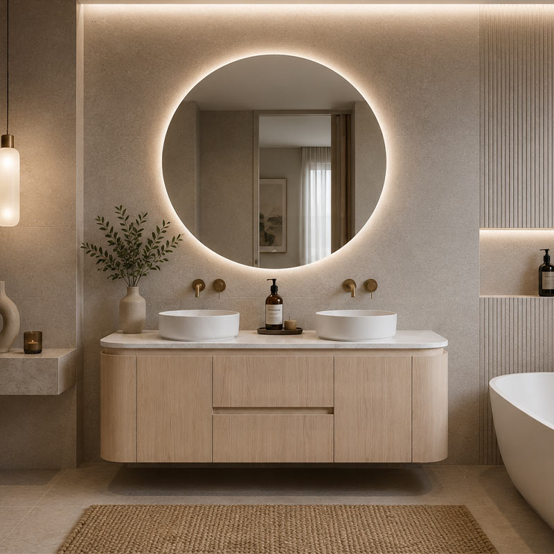 Lukka Ravello 1500mm Wall Hung Vanity Plywood Single/Double Bowls Cabinet Curve Edge Variant Colour Available