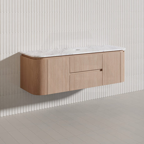 Lukka Ravello Modern 1500mm Wall Hung Vanity Plywood Single/Double Bowls Cabinet Curved Edge Variant Colour Available