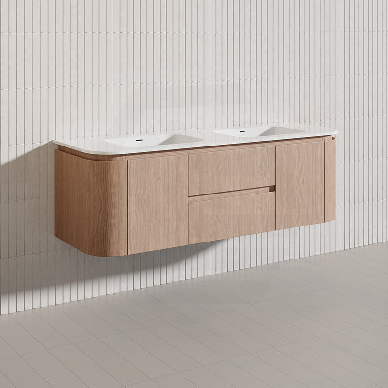 Lukka Ravello Modern 1500mm Wall Hung Vanity Plywood Single/Double Bowls Cabinet Curved Edge Variant Colour Available