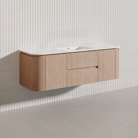 Lukka Ravello Modern 1500mm Wall Hung Vanity Plywood Single/Double Bowls Cabinet Curved Edge Variant Colour Available