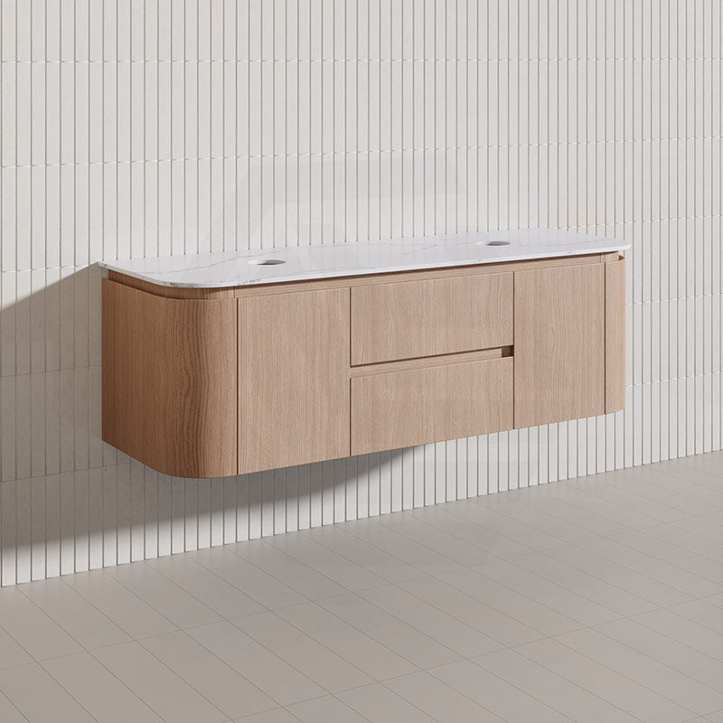 Lukka Ravello Modern 1500mm Wall Hung Vanity Plywood Single/Double Bowls Cabinet Curved Edge Variant Colour Available