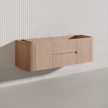 Lukka Ravello Modern 1500mm Wall Hung Vanity Plywood Single/Double Bowls Cabinet Curved Edge Variant Colour Available