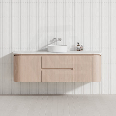 Lukka Ravello Modern 1500mm Wall Hung Vanity Plywood Single/Double Bowls Cabinet Curved Edge Variant Colour Available
