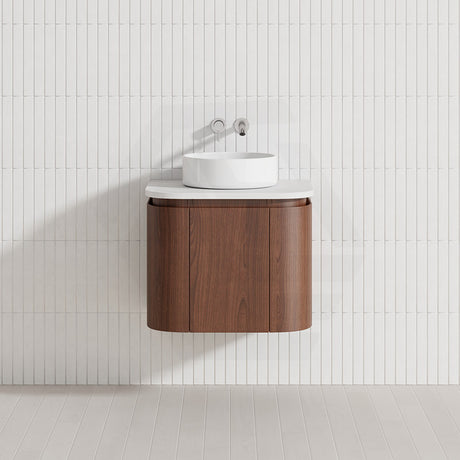 Lukka Ravello Modern 600mm Wall Hung Vanity Plywood Cabinet with Sliding Drawers Curved Edge Variant Colour Available