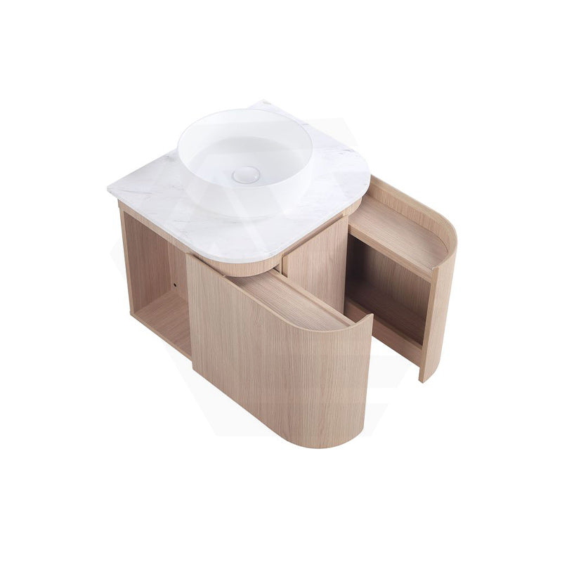 Lukka Ravello 600mm Wall Hung Vanity Plywood Cabinet with Sliding Drawers Curve Edge Variant Colour Available