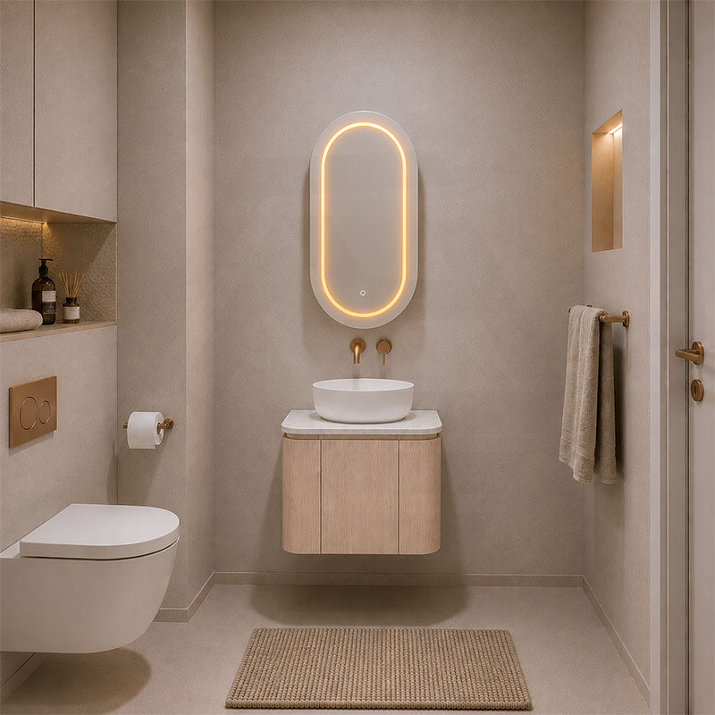 Lukka Ravello 600mm Wall Hung Vanity Plywood Cabinet with Sliding Drawers Curve Edge Variant Colour Available