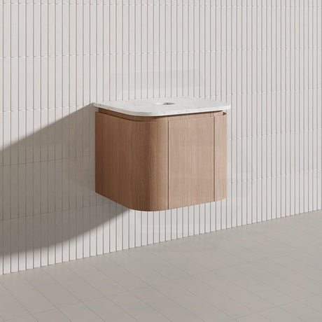 Lukka Ravello Modern 600mm Wall Hung Vanity Plywood Cabinet with Sliding Drawers Curved Edge Variant Colour Available