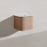 Lukka Ravello Modern 600mm Wall Hung Vanity Plywood Cabinet with Sliding Drawers Curved Edge Variant Colour Available