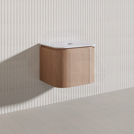 Lukka Ravello Modern 600mm Wall Hung Vanity Plywood Cabinet with Sliding Drawers Curved Edge Variant Colour Available