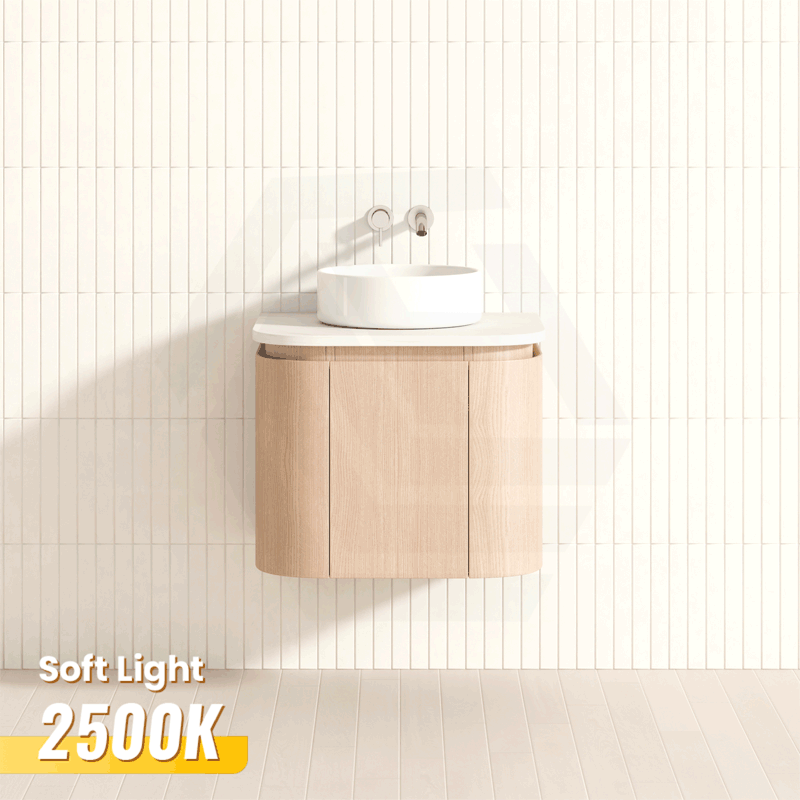 Lukka Ravello Modern 600mm Wall Hung Vanity Plywood Cabinet with Sliding Drawers Curved Edge Variant Colour Available