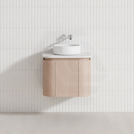 Lukka Ravello Modern 600mm Wall Hung Vanity Plywood Cabinet with Sliding Drawers Curved Edge Variant Colour Available
