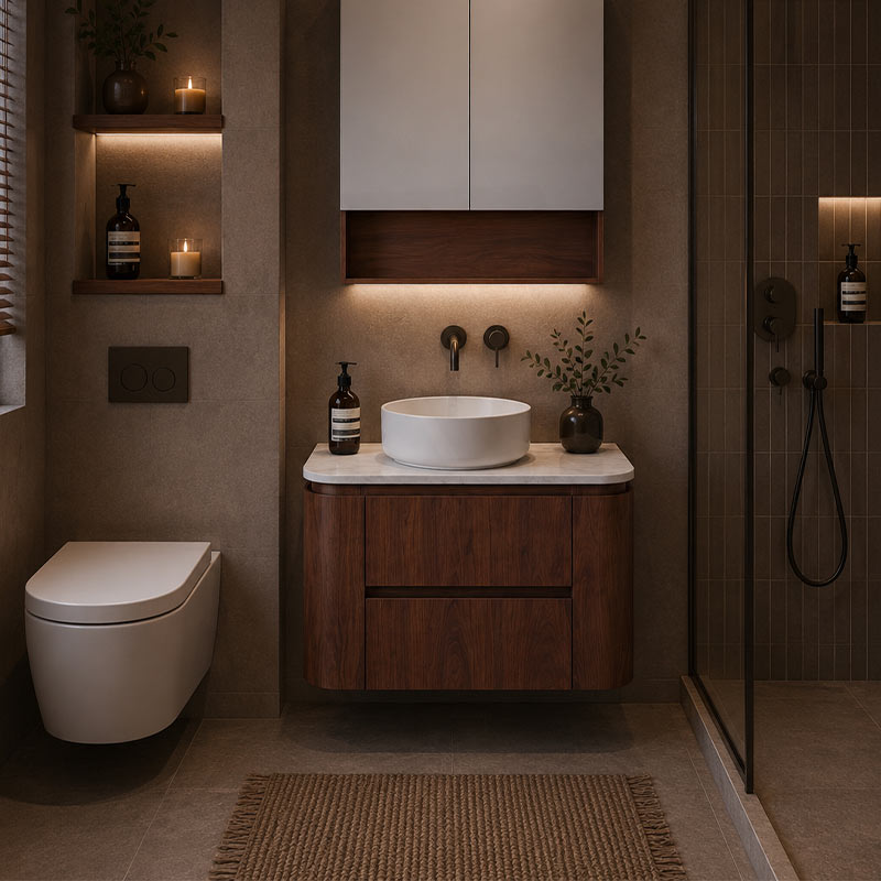 Lukka Ravello 750mm Wall Hung Vanity Plywood Cabinet Curve Edge Variant Colour Available