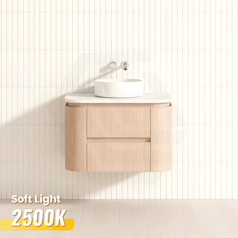 Lukka Ravello Modern 750mm Wall Hung Vanity Plywood Cabinet Curved Edge Variant Colour Available