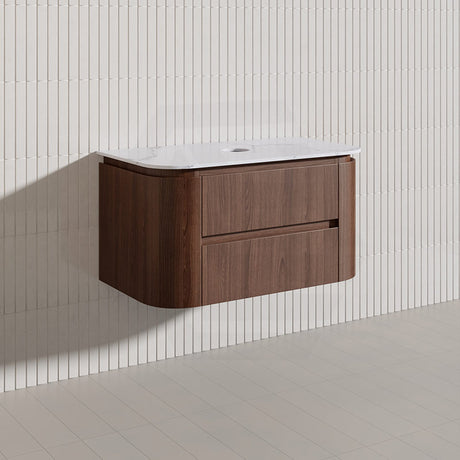 Lukka Ravello Modern 900mm Wall Hung Vanity Plywood Cabinet Curved Edge Variant Colour Available