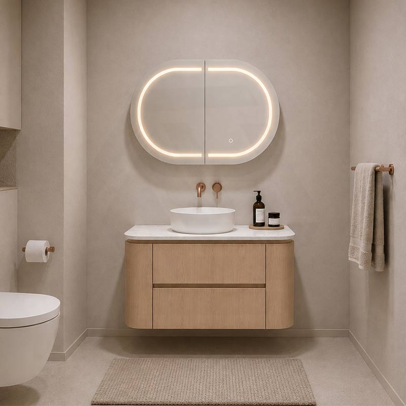 Lukka Ravello 900mm Wall Hung Vanity Plywood Cabinet Curve Edge Variant Colour Available