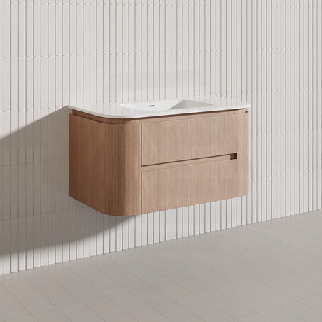 Lukka Ravello Modern 900mm Wall Hung Vanity Plywood Cabinet Curved Edge Variant Colour Available
