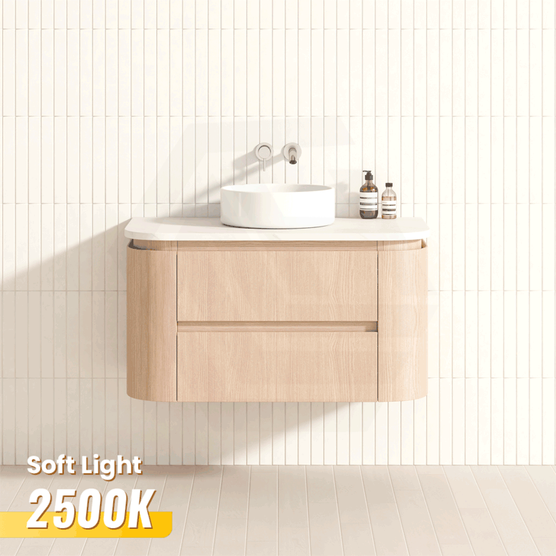 Lukka Ravello Modern 900mm Wall Hung Vanity Plywood Cabinet Curved Edge Variant Colour Available