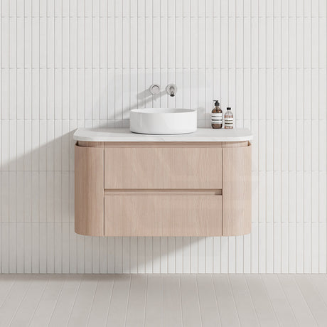 Lukka Ravello Modern 900mm Wall Hung Vanity Plywood Cabinet Curved Edge Variant Colour Available