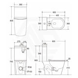 Lukka Roccia 600x390x805mm Gloss White Tornado Rimless Close-Coupled Toilet Suite
