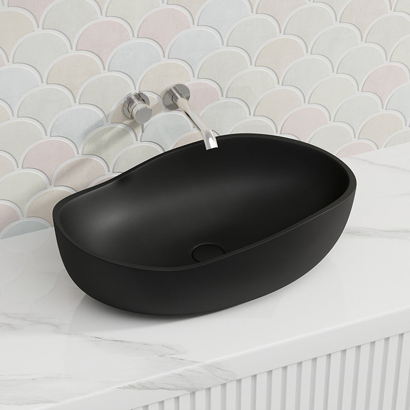 Lukka 600x370x190mm Waverton Oval Above Counter Stone Basin Colours Available